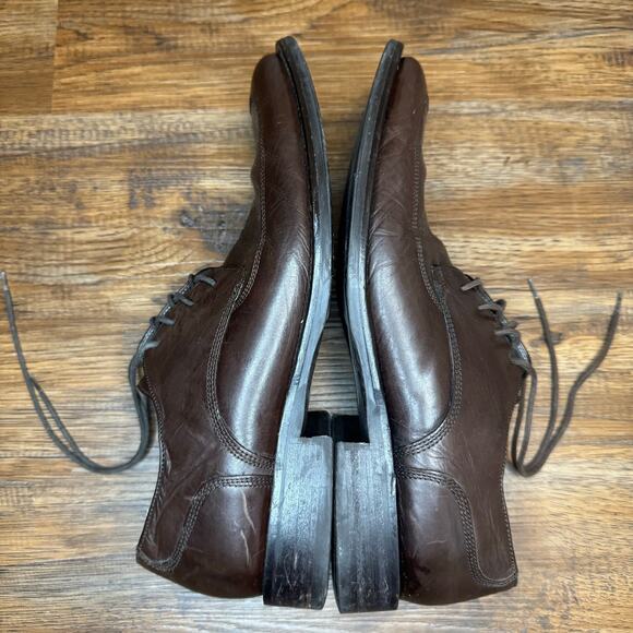 Kenneth Cole dark brown leather dress shoes 9.5 P.O.M71920 square toe oxford - Picture 5 of 12